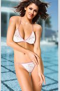 Costume Mare Bikini Bianco Bordo Rosa