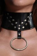 BDSM Collare in pelle Neck Nero Doppio